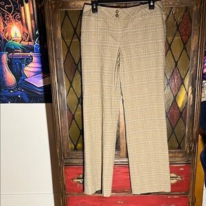 Women’s Ann Taylor Loft Tan/light blue Plaid Wide leg Pants